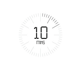 Timer 10 mins icon, 10 minutes digital timer