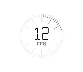 Timer 12 mins icon, 12 minutes digital timer