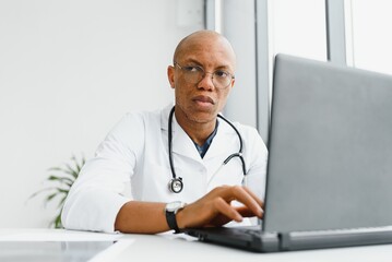 african american doctor in modern office