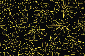 Seamless pattern with tropical leaf vector Illustration, Summer batik style 