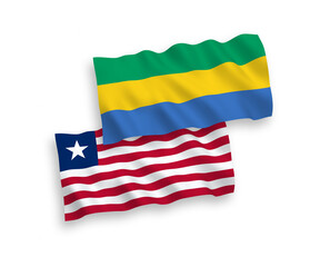 Flags of Liberia and Gabon on a white background