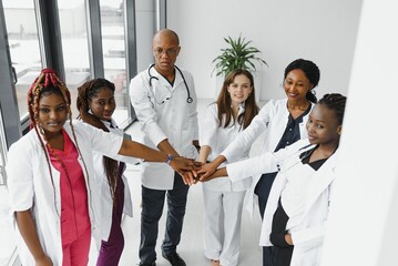Fototapeta na wymiar group of african american doctor and nurse in hospital ward