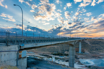 Beylerderesi viaduct view in Malatya Province at sunset
