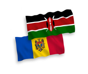 Flags of Moldova and Kenya on a white background