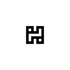 Awesome square HI letter in black and white color. logo icon vector