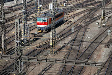 locomotive at the railway junction