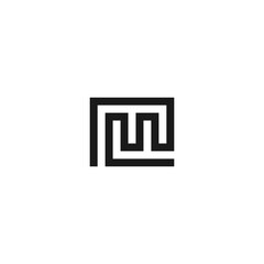 Awesome square FM MF letter in black and white color. logo icon vector