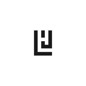 Awesome square LHJ letter in black and white color. logo icon vector