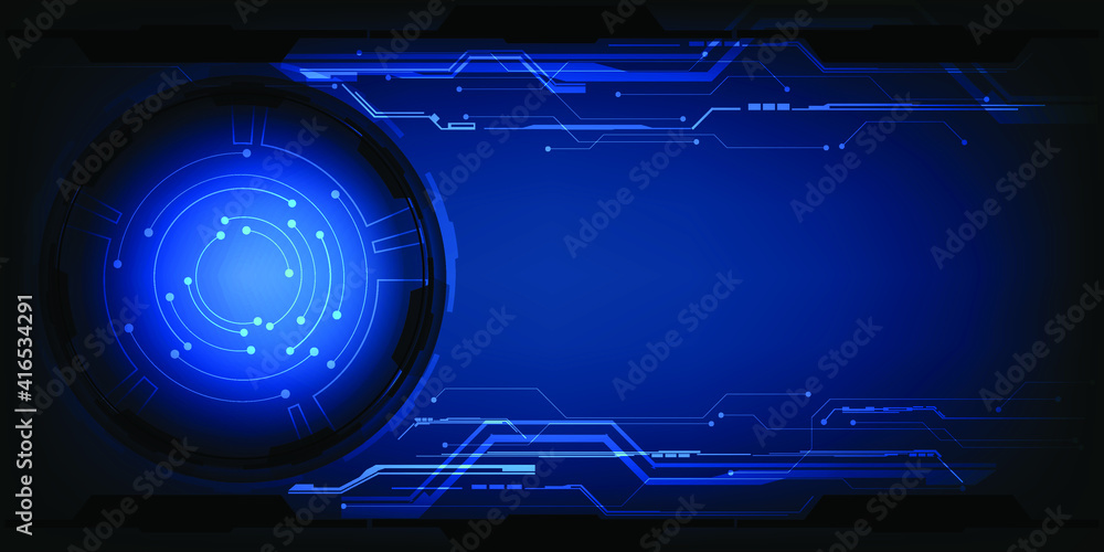 Poster digital tech hud included hi tech circuit line at up and down for digital banner background and wall