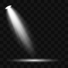 Creative vector illustration of bright lighting spotlights set, light sources isolated on transparent background. Art design beam for concert, scene illumination. Abstract concept graphic element