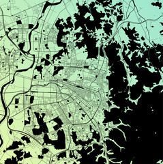 Gwangju, South Korea (KOR) - Urban vector city map with parks, rail and roads, highways, minimalist town plan design poster, city center, downtown, transit network