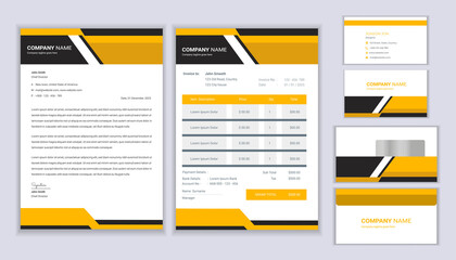 Obraz na płótnie Canvas professional corporate editable stationery brand identity design template with letterhead, business card and invoice template design.