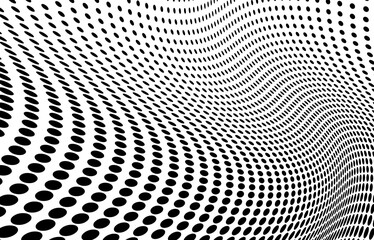 Wave of particles. Futuristic point wave. Vector illustration. Abstract background with a dynamic wave. Wave 3d