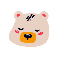 Cute bear. Flat vector illustration of a forest bear. Baby bear isolated on white background.