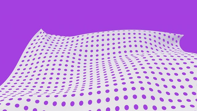 White cloth surface animation on purple background. 3d rendered wavy shape distortion. 