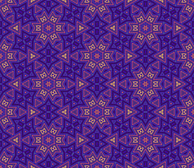 Abstract fantasy thin line hexagon, triangle geometric seamless pattern. Creative mosaic, tile background.