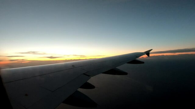 flying above the Mediterranean sea at sunrise in French Riviera France