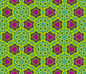 Abstract fantasy thin line hexagon, triangle geometric seamless pattern. Creative mosaic, tile background.