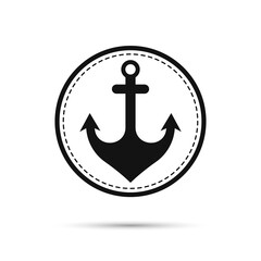 Anchor icon, isolated flat graphic design template, app sign, summer travel symbol, vector illustration