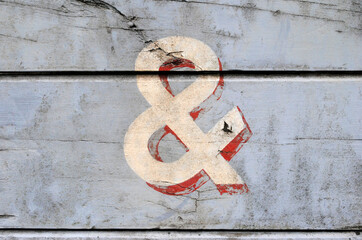 Worn Hand Painted Sign on Side of  Old Timber Railway Goods Wagon 'Ampersand'