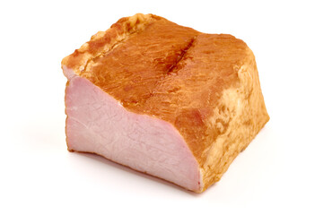 Smoked pork loin, isolated on white background. High resolution image