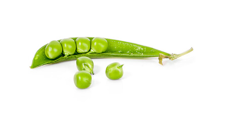 Fresh peas isolated on white background