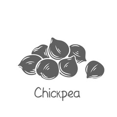 Heap of chickpeas glyph vector illustration. Monochrome isolated handful of chickpea seed.