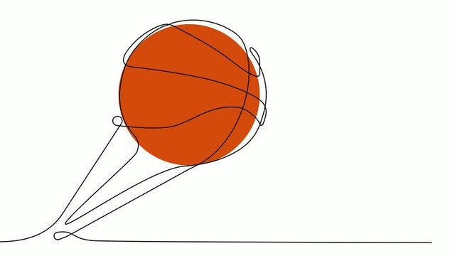 animated basketball ball in one continuous line. Team sports, active lifestyle. Background for sports competitions. Looped sports video