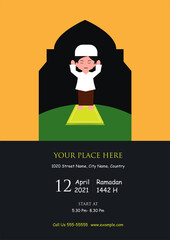 Trend Style Ramadan Flyer templates 2021. Set of Ramadan Kareem Iftar party celebration collection bundles 1442 H. vector illustration