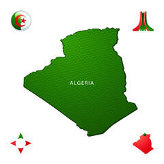 Simple outline map of Algeria with National Symbols