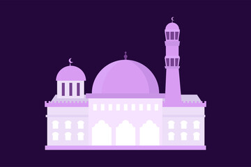 Muslim mosque building flat design. Flat with simple objects. Vector cartoon design. Beautiful Muslim temple icon illustration.