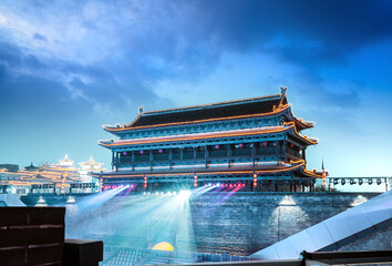 Yongning Gate Arrow Tower, Ming Dynasty City Wall, Xi'an, China.