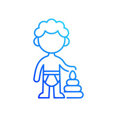 Male toddler gradient linear vector icon. 1-2 years old. Child development. Early childhood. Physical growth. Thin line color symbols. Modern style pictogram. Vector isolated outline drawing
