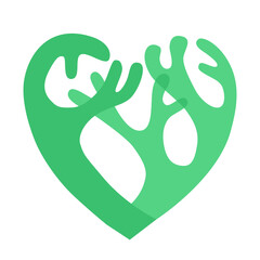 Lichen icon in the form of a heart silhouette in two colors in two colors