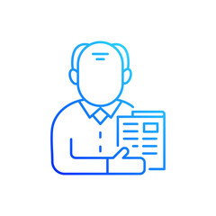 Elderly man gradient linear vector icon. Senior citizen. Old male pensioner. Maturity stage. Ageing signs. Thin line color symbols. Modern style pictogram. Vector isolated outline drawing