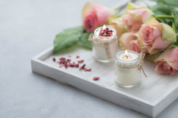 バラとキャンドル