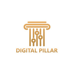 Digital pillar law logo template design