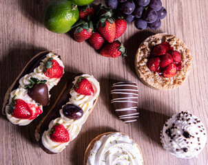 strawberry pie wooden background fruits, sweet bakery chocolate