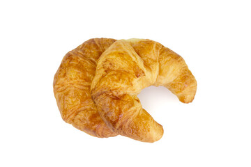 Fresh croissants isolated on white background with clipping path