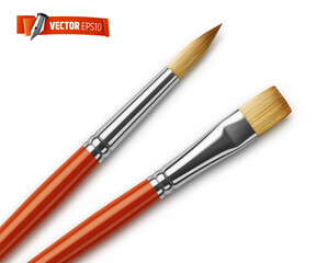 Pinceaux rouges vectoriels sur fond blanc