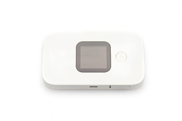 A White handy portable pocket wifi device isolate on white background.