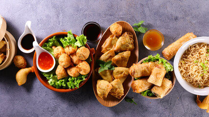 Obraz na płótnie Canvas asian food background with various dishes