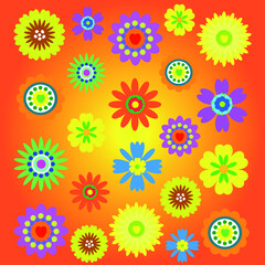 Fototapeta na wymiar Flowers of different colors on a sunny background. spring
