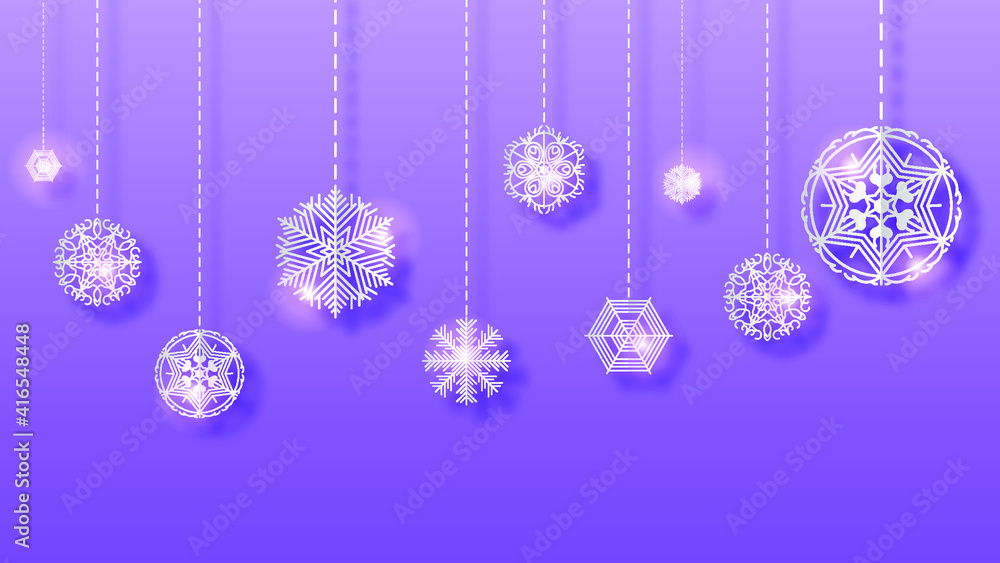 Poster abstract background winter with snowflakes shadows vector design style template