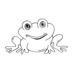 hand drawn cartoon happy frog vector illustration.