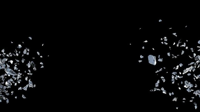 Glass Breaked with shatter and debris include black and white alpha matte. Footage element for film ads and movie.