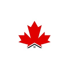 Maple leaf real estate vector logo