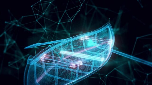 Paddle kayak or Canoe hologram Close up 4k. High quality 4k footage