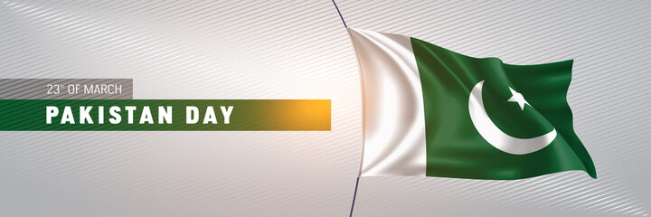 Pakistan day greeting card, banner vector illustration.