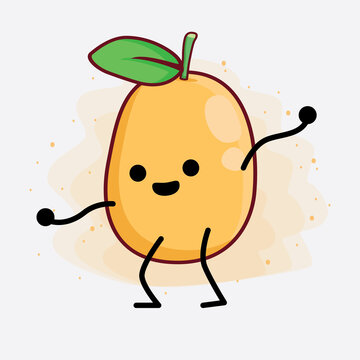 recommend clip art: Kumquat Fruit Cute Character Illustration with simple face, hands and legs on isolated background